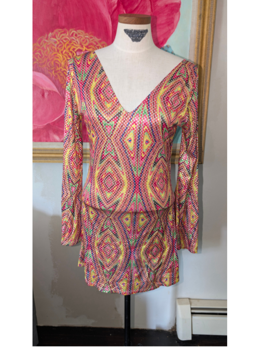 Vintage California costumes collections Geometric Mini Dress Size M Multi-color